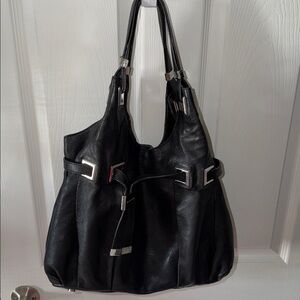 Michael Kors Charcoal Leather Tote with Silver Accents